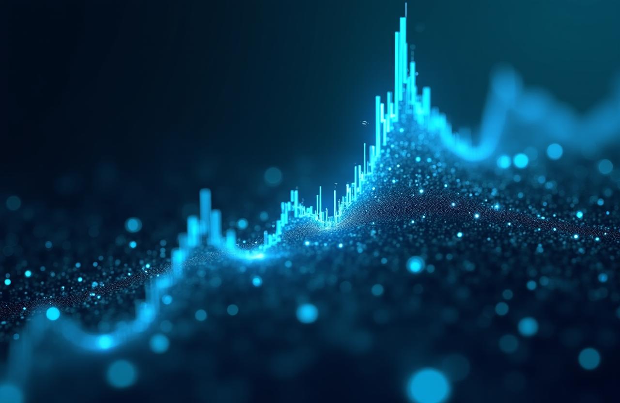 Abstract 3D visualization of data forecasting and business growth trends